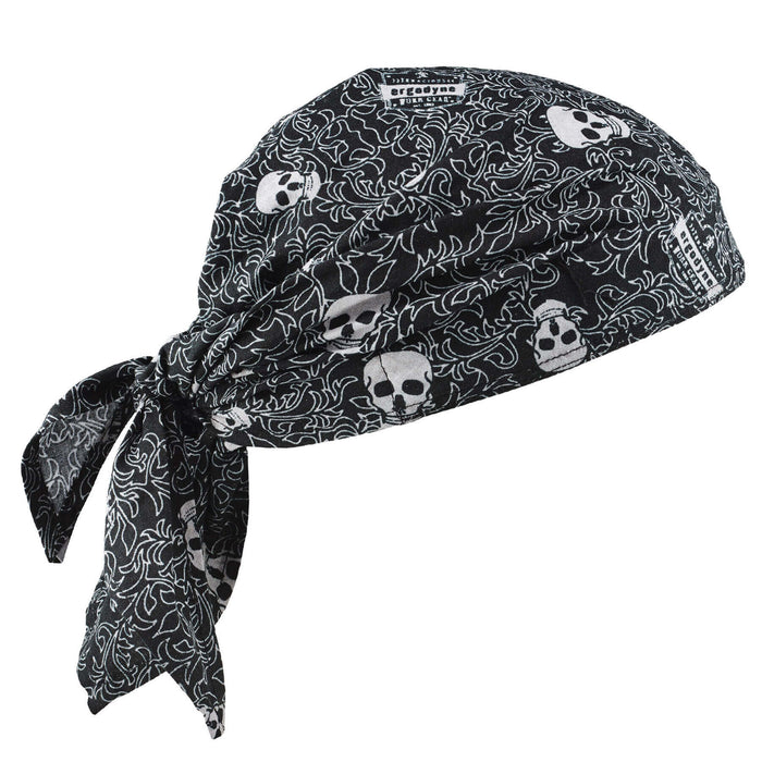 Ergodyne 12589 Chill-Its 6710CT Evaporative Cooling Bandana Triangle Hat - PVA, Tie Closure, Skulls