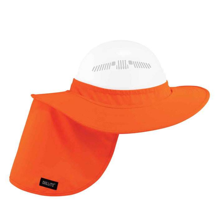 Ergodyne 12641 Chill-Its 6660 Hard Hat Brim and Neck Shade, Hi-Vis Orange