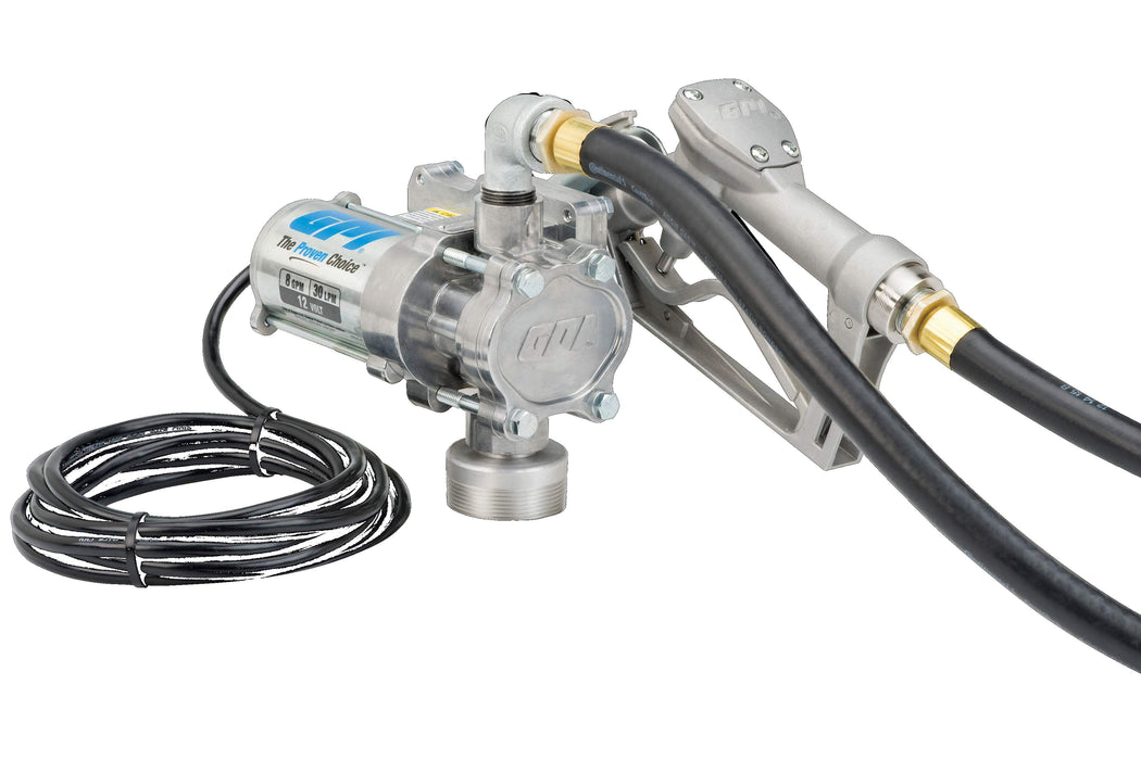GPI (504) 137100-01 GPI 8 GPM 12V Fuel Transfer Pump, MODEL EZ-8 (Pump & Manual shut-off unleaded nozzle)