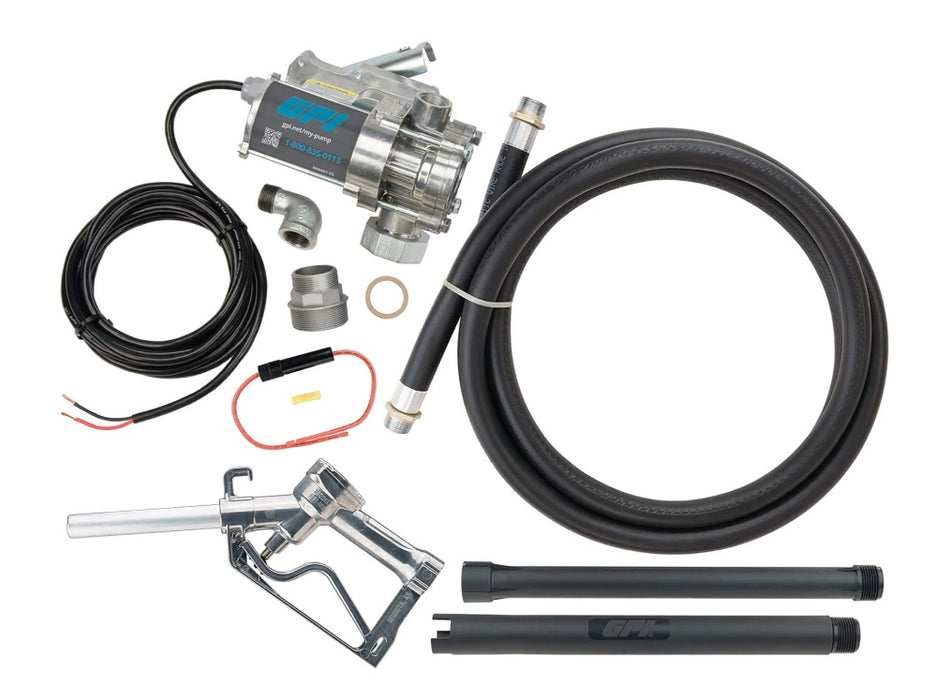 GPI (504) 137100-05 GPI 8 GPM 12V Fuel Transfer Pump, MODEL EZ-8 with Spin Collar (Pump & Manual Shut-off Unleaded Nozzle)