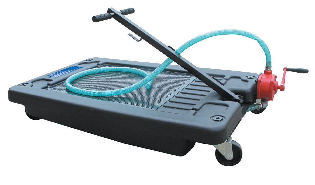 Dynaline (378) 14032 Low Profile Oil Drain - 70L, c/w Iron Manual Pump & Casters