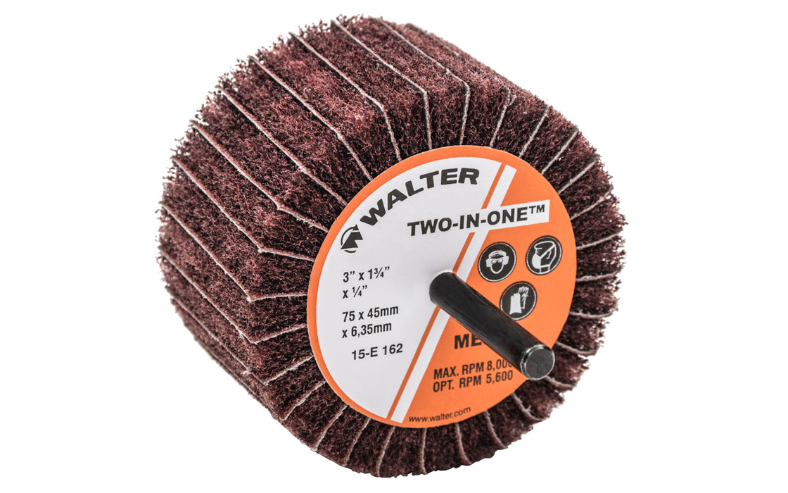 Walter 15E162 3" X 1-3/4" MEDIUM TWO-IN-ONE FINISHING ™ Flap Wheels