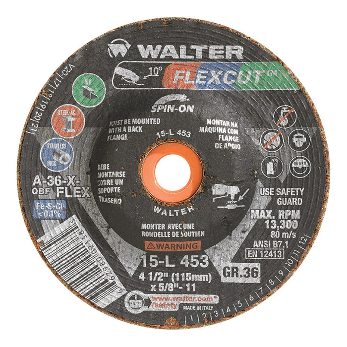 Walter (365) 15L453 BLENDING DISC 4-1/2" X 5/8"-11 GR36 FLEXCUT SPIN-ON PK 25