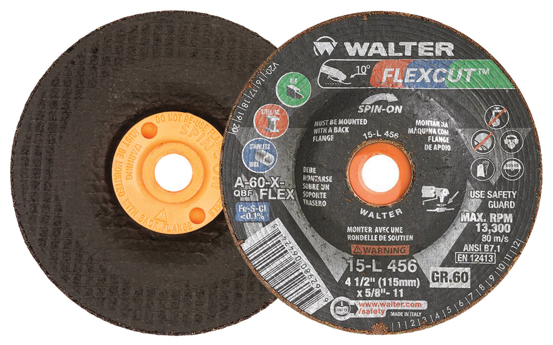 Walter (365) 15L456 BLENDING DISC 4-1/2" X 5/8"-11 GR60 FLEXCUT SPIN-ON PK 25
