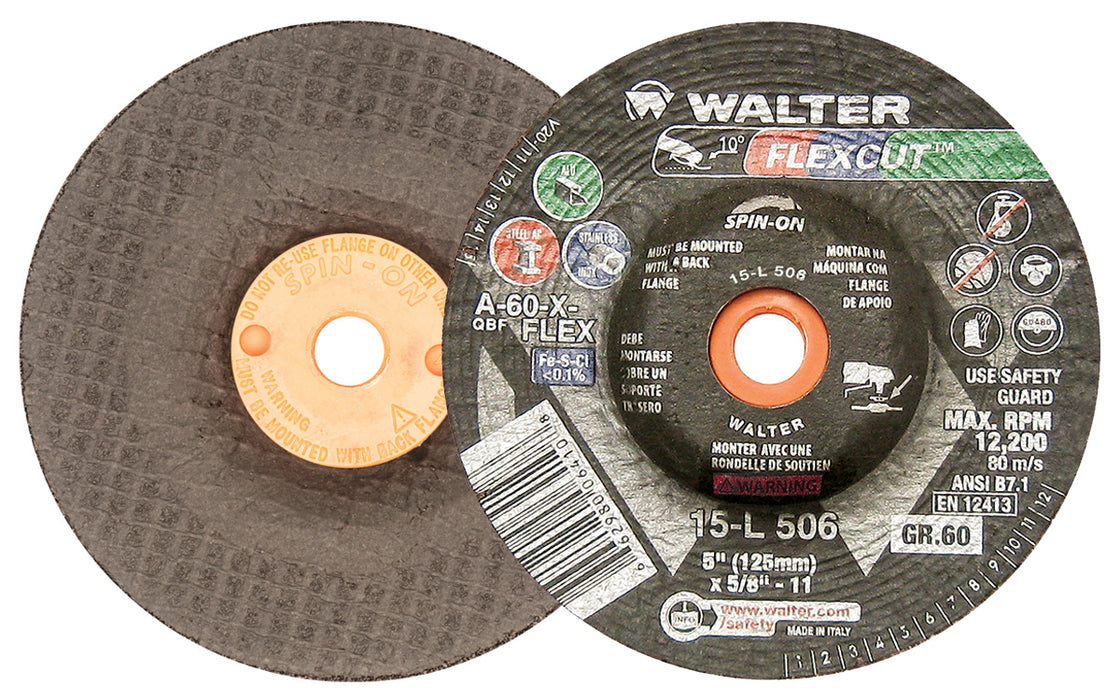 Walter (365) 15L506 BLENDING DISC 5" X 5/8"-11 GR60 FLEXCUT SPIN-ON PK 25