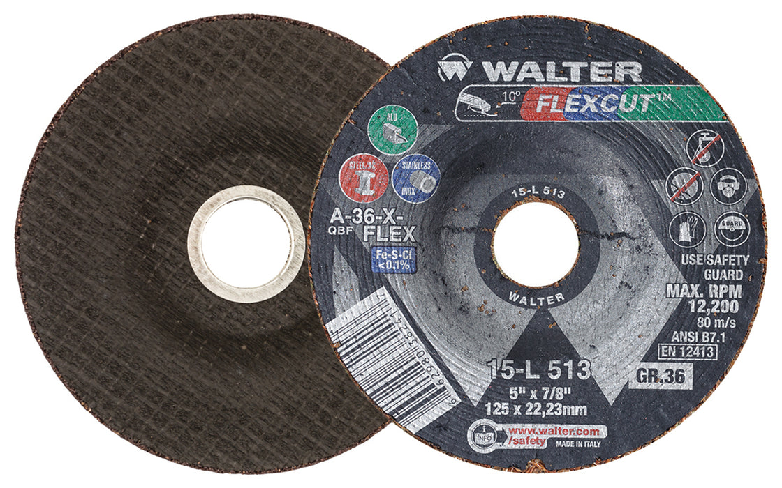 Walter 15L513 BLENDING DISC 5" X 7/8" GR36 FLEXCUT PK 25
