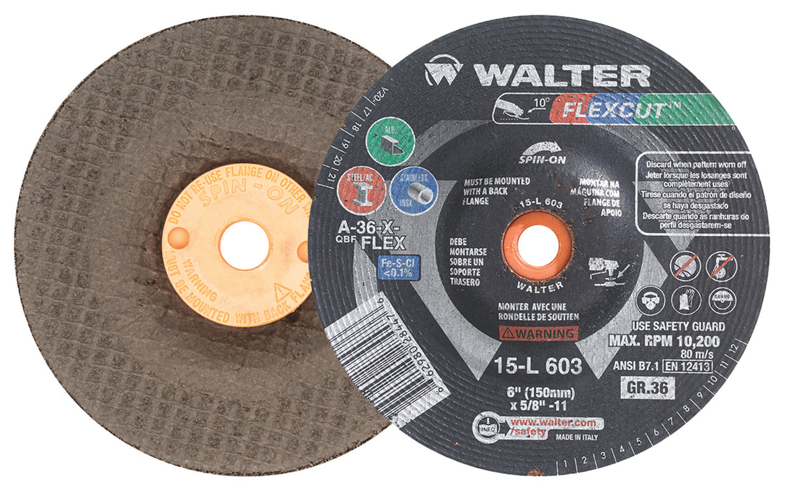 Walter (365) 15L603 BLENDING DISC 6" X 5/8"-11 GR 36 FLEXCUT PK 25