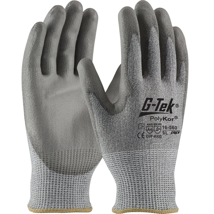 PIP Canada (449) GP16560/XL G-Tek® Polykor® Size- XL Seamless Knit Polykor® Blended Glove With Polyurethane Coated Flat Grip On Palm & Fingers, 12 pack