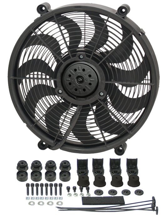 Derale Performance (711) 16217 17" High Output Single RAD Pusher/Puller Fan with Premium Mount Kit