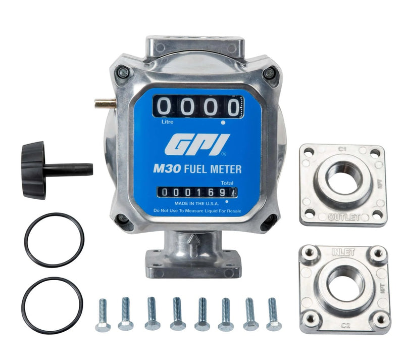 GPI (504) 165100-04 GPI 5-30 GPM Modular Mechanical Fuel Meter, 3/4 Inch NPT, MODEL M30-L6N (UOM Litres)