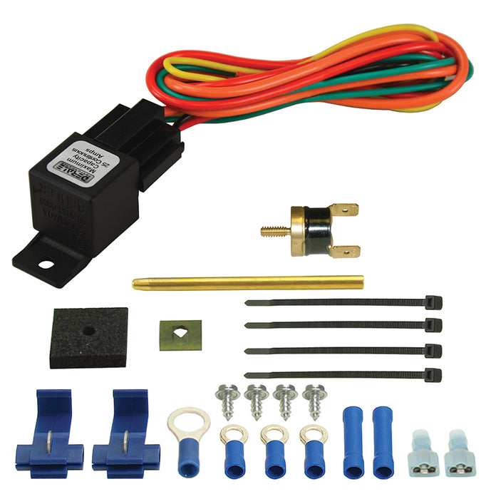 Derale Performance (711) 16738 Premium Single Stage 180°F Fan Controller with Push In Probe, 25 Amp