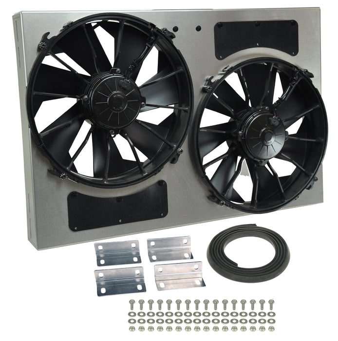 Derale Performance 16826 Powerpack - High Output Dual 12" Electric RAD Fan/Aluminum Shroud Kit