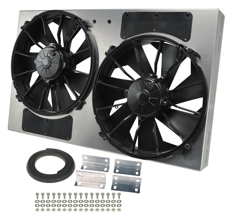 Derale Performance 16836 Powerpack - High Output Dual 12" Electric RAD Fan/Aluminum Shroud Kit