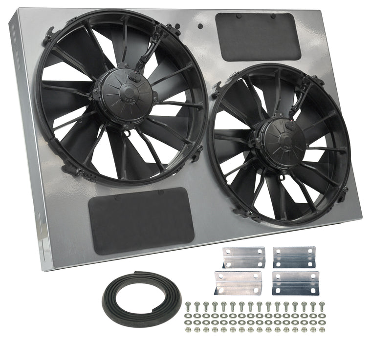 Derale Performance (711) 16927 Powerpack - High Output Dual 12" Electric RAD Fan/Powder coated Steel Shroud Kit