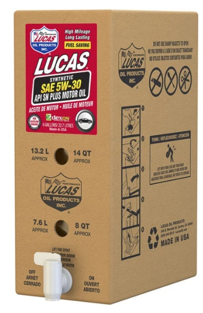 Lucas Oil 18005 22.7L Box/6 Gallon BIB - Synthetic SAE 5W-30 API SN Plus/Dexos Motor Oil