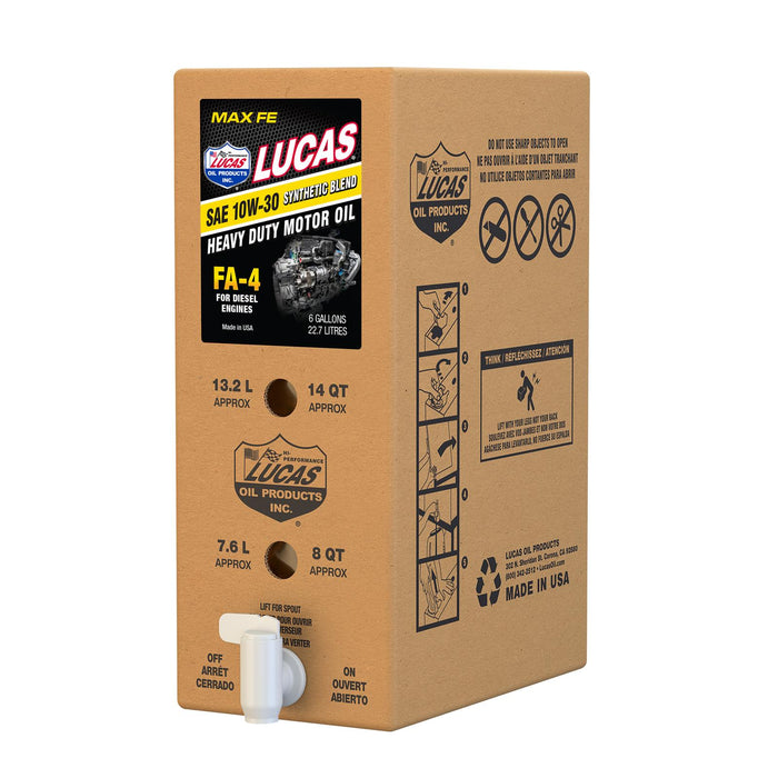 Lucas Oil (345) 18009 22.7L Box/6 Gallon BIB - Synthetic Blend SAE 10W-30 FA-4 Truck Oil