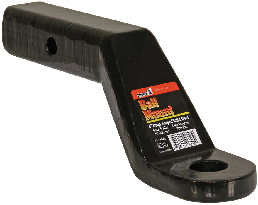 Buyers Products (577) 1803056 2 Inch Heavy-Duty Ball Mount 4 Inch Drop x 7-7/8 Long Tube Black For 1-1/4 Hole