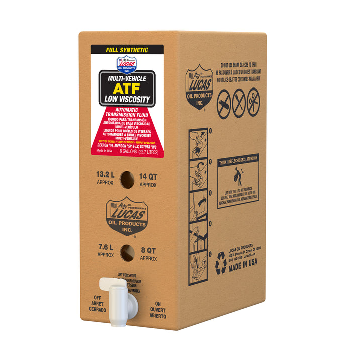 Lucas Oil (345) 18037 22.7L Box/6 Gallon BIB - Low Viscosity Synthetic Multi-Vehicle Automatic Transmission Fluid