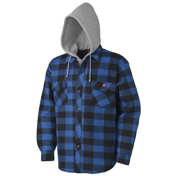 SureWerx (545) V3080393-S PIONEER Quilted Polar Fleece Hooded Shirt - Royal/Black Plaid - S - Model Number 415SS