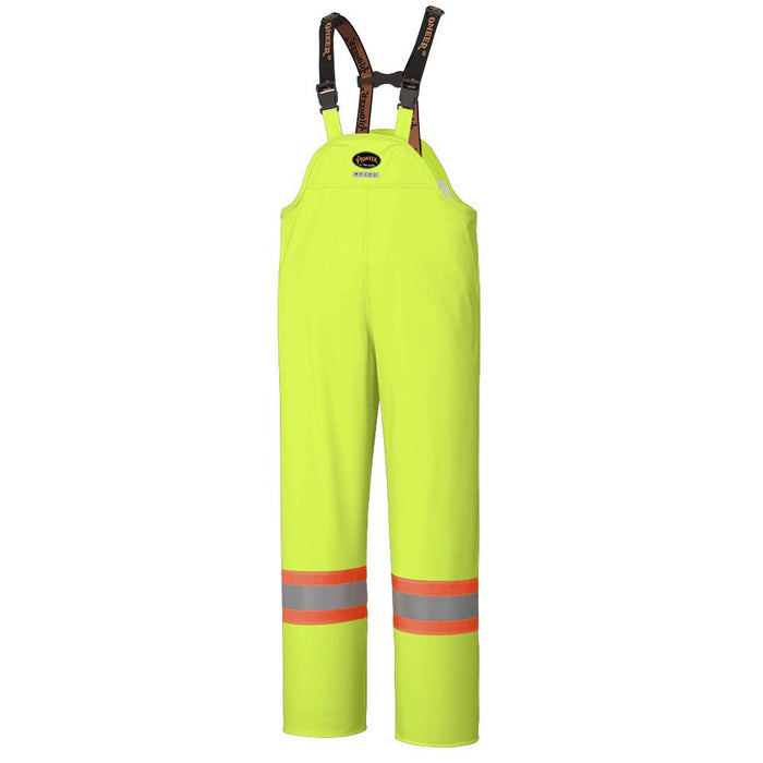 SureWerx V3520260-M PIONEER Hi-Vis Flame-Resistant Waterproof PU Stretch Bib Pants - Hi-Vis Yellow/Green - M - Model Number 5895