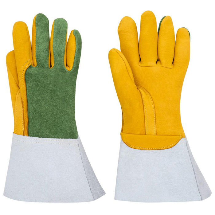 SureWerx V5241820-XL RANPRO Super Tiggers Cow Split/Deer Split Leather TIG Glove - Kevlar® Stitching - Yellow/Green - L - Model Number 858