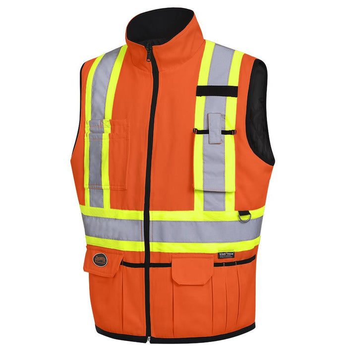 SureWerx V1022450-XL PIONEER Hi-Vis Reversible Insulated Safety Vest - Zipper Closure - Hi-Vis Orange/Black - XL - Model Number 6688