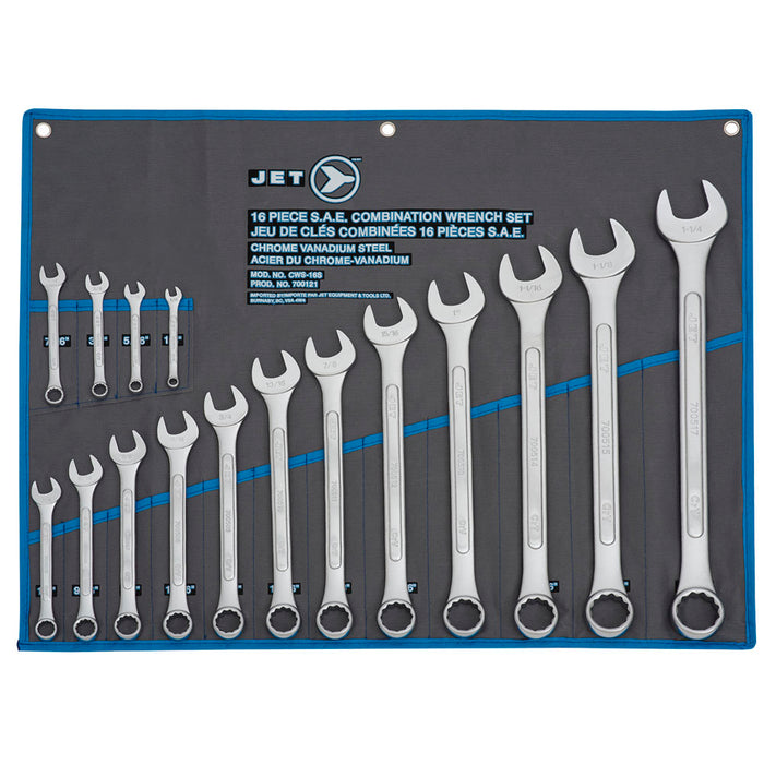 SureWerx 700121 JET 16 PC SAE Raised Panel Combination Wrench Set - Model Number CWS-16S