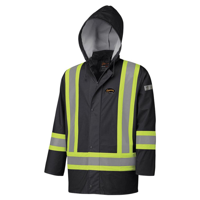 SureWerx (545) V3520170-L PIONEER Hi-Vis Flame-Resistant Waterproof PU Stretch Jacket - Black - L - Model Number 5894BK