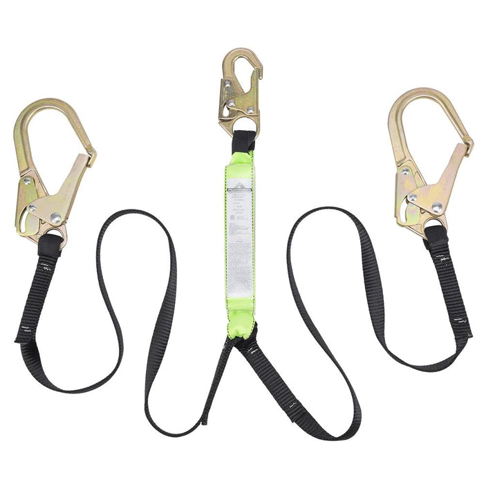 SureWerx V8104926 PEAKWORKS Shock Absorbing Lanyard - SP - Twin Leg - Snap & Form Hooks - 6' (1.8 m) - 200 - 350 lb Capacity - Model Number SA-64022-6