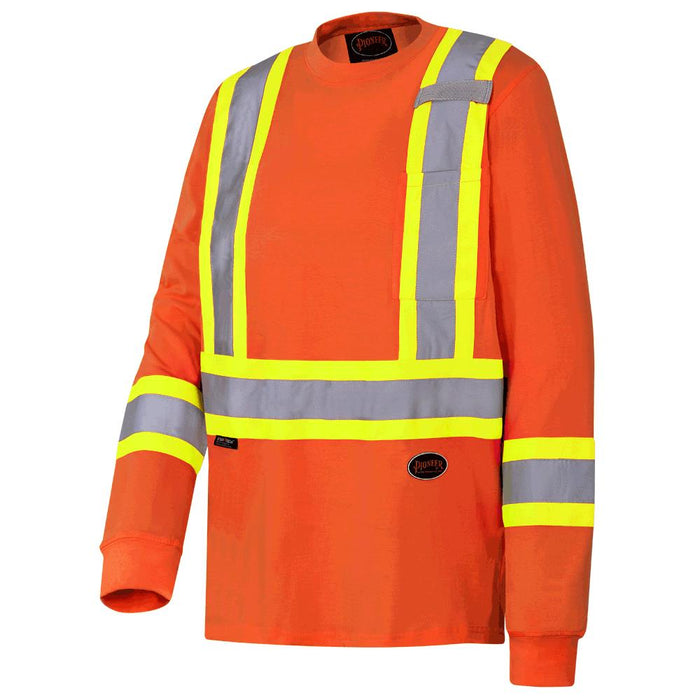 SureWerx (545) V1050850-XL PIONEER Hi-Vis 100% Cotton Long-Sleeved Safety Shirt - Hi-Vis Orange - XL - Model Number 6981