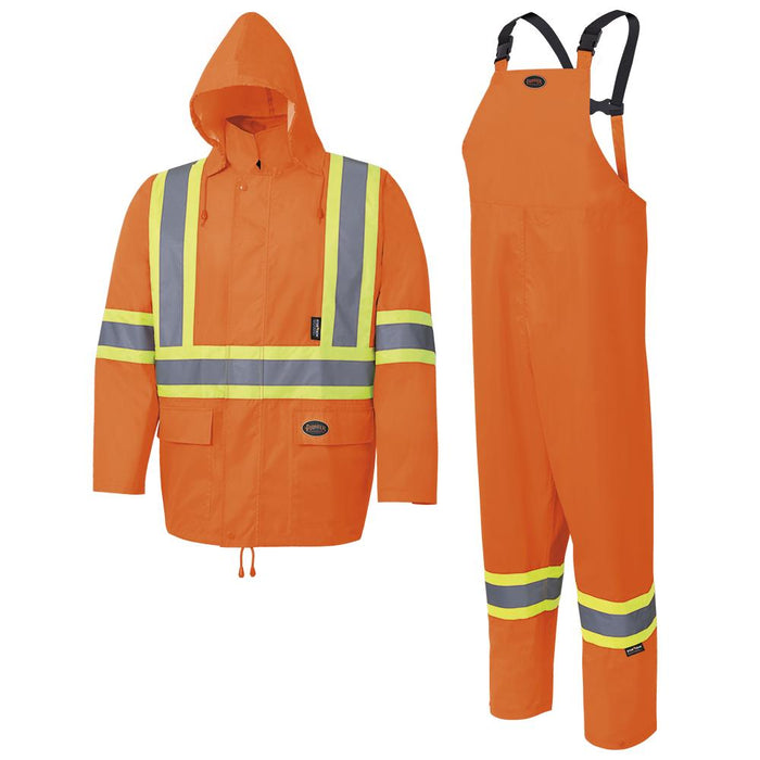 SureWerx (545) V1080350-2XL PIONEER Hi-Vis 150D Oxford Poly/PU Waterproof Suit - Hi-Vis Orange - 2XL - Model Number 5618