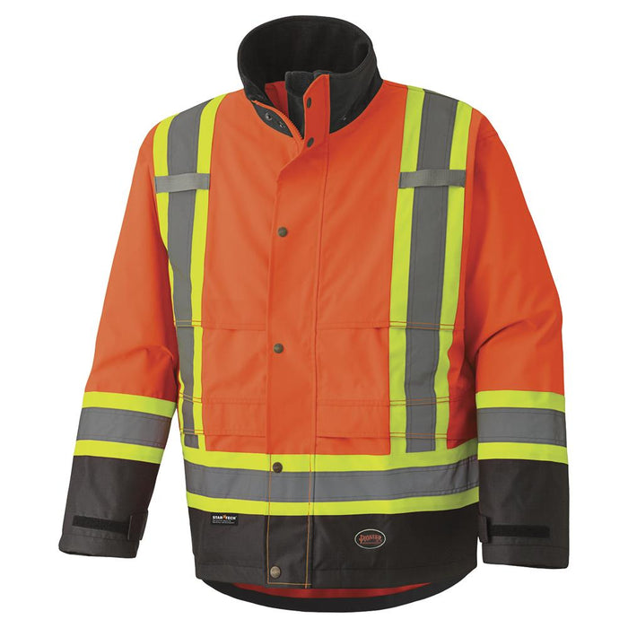 SureWerx (545) V1200250-4XL PIONEER Hi-Vis 300D Trilobal Ripstop Safety Jacket - PU-Coated - 100% Waterproof - Hi-Vis Orange - 4XL - Model Number 5400
