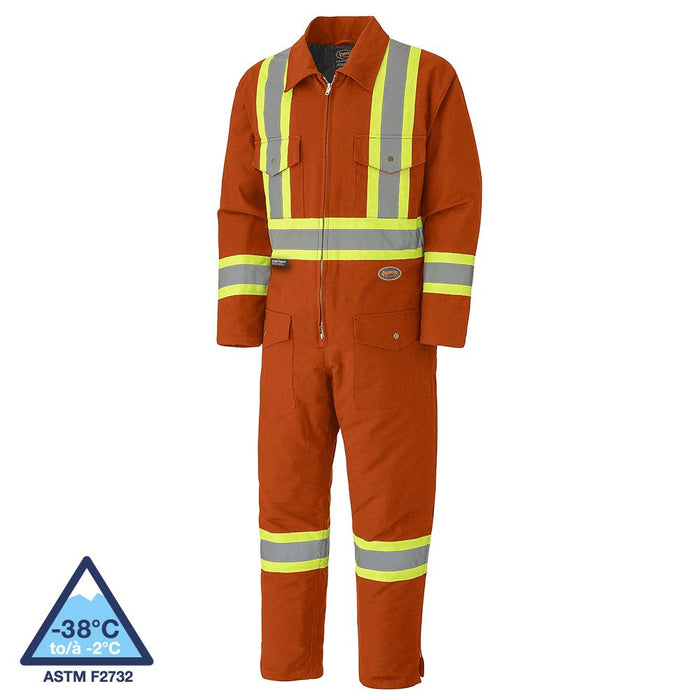 SureWerx (545) V206095A-M PIONEER Hi-Vis Quilted Cotton Duck Safety Coveralls - Zipper Closure - Orange - M - Model Number 5540A