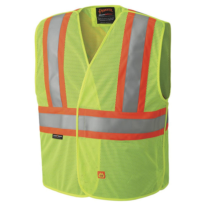 SureWerx V2510860-4/5XL PIONEER Hi-Vis FR Poly Mesh Safety Vest - 5-pt Tear-Away - Hi-Vis Yellow/Green - 4/5XL - Model Number 6916A