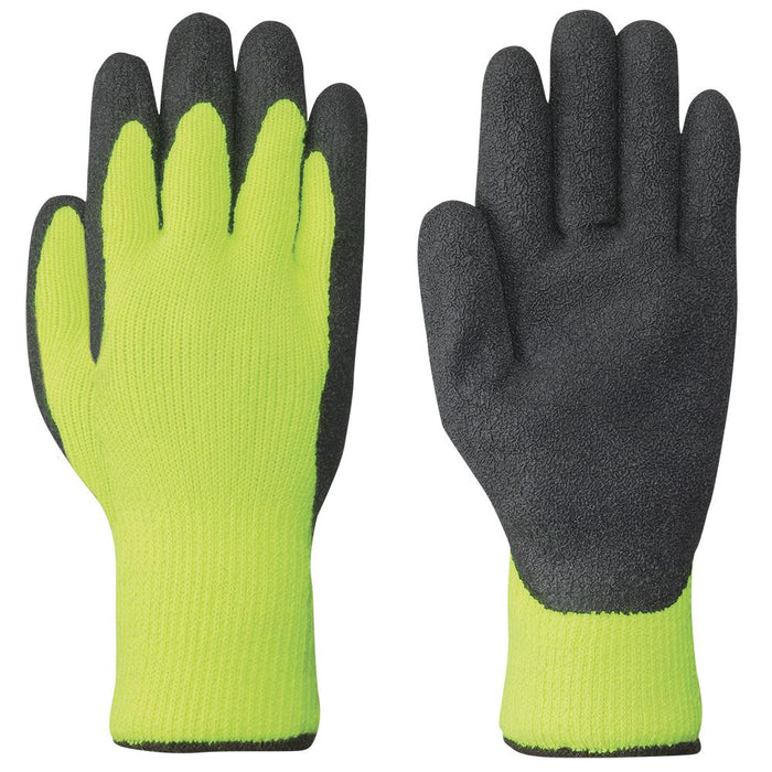 SureWerx V5010560-L PIONEER Hi-Vis Seamless Knit Double Nitrile Winter Grip Glove -Hi-Vis Yellow/Green - L - Model Number 5355