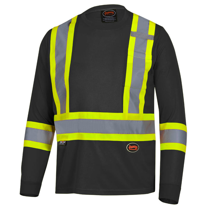 SureWerx (545) V1051270-M PIONEER Hi-Vis Bird's-Eye Long-Sleeved Safety Shirt - Black - M - Model Number 6997