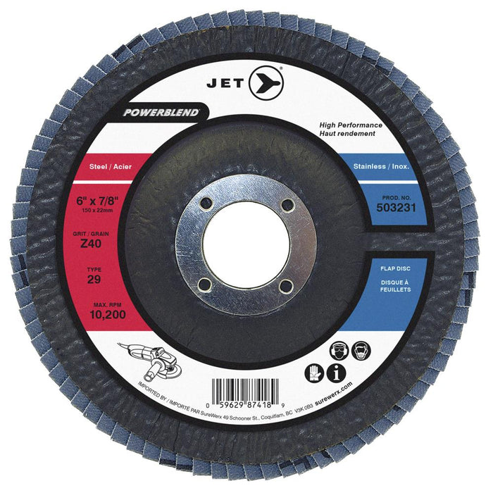 SureWerx (545) 503231 JET 6 x 7/8" Z40 POWERBLEND T29 Zirconia Flap Discs