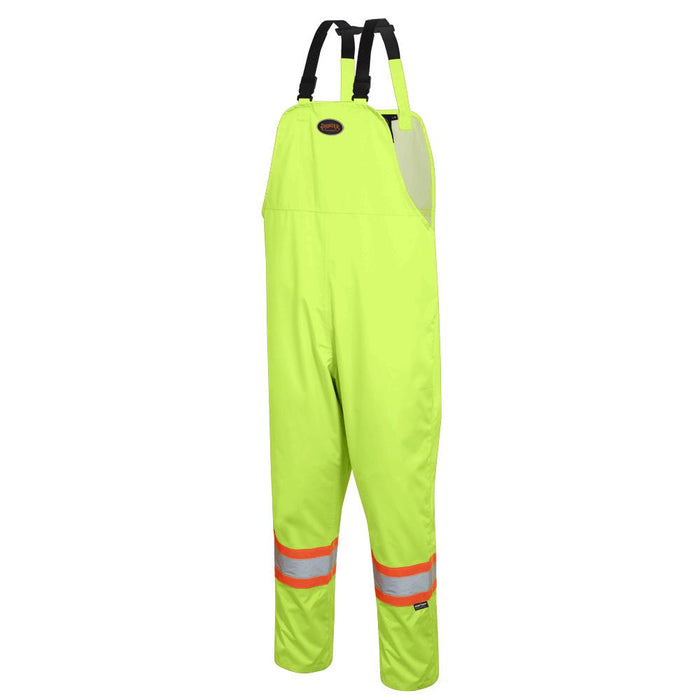 SureWerx (545) V1082360-M PIONEER "The Rock" Hi-Vis PU-Coated 300D Oxford Poly Bib Pants - Hi-Vis Yellow/Green - M - Model Number 5629