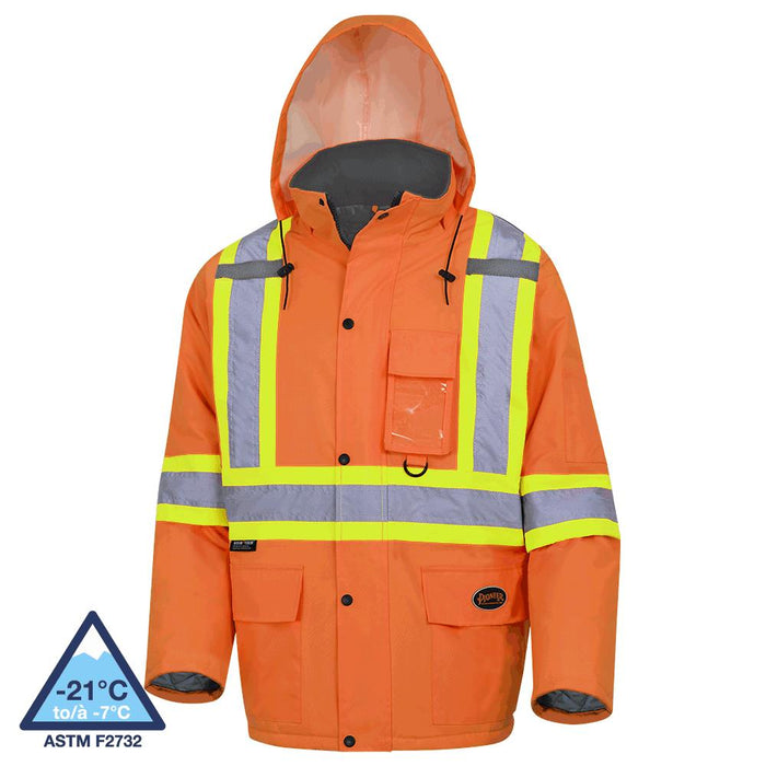 SureWerx (545) V1150150-5XL PIONEER Hi-Vis Winter Quilted Safety Parka - 100% Waterproof - Hi-Vis Orange - 5XL - Model Number 5030