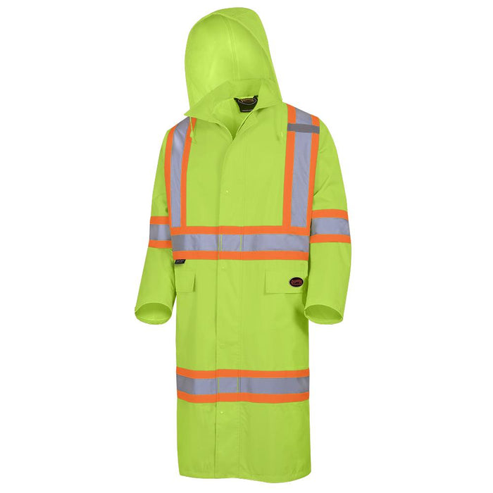 SureWerx (545) V1081460-L PIONEER "The Rock" Hi-Vis PU-Coated 300D Oxford Poly Long Coat - Hi-Vis Yellow/Green - L - Model Number 5631