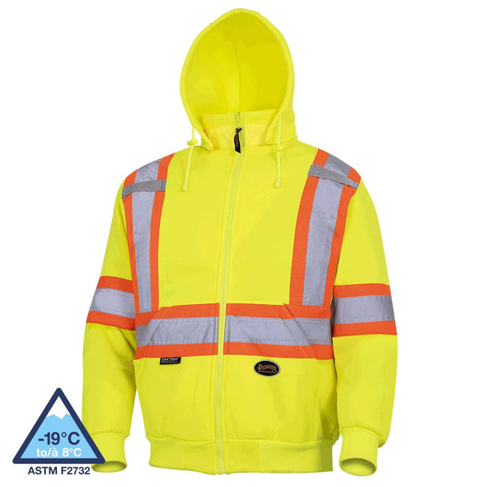 SureWerx (545) V1060460-5XL PIONEER Hi-Vis Polyester Fleece Safety Hoodie - Zipper Closure - Hi-Vis Yellow/Green - 5XL - Model Number 6925