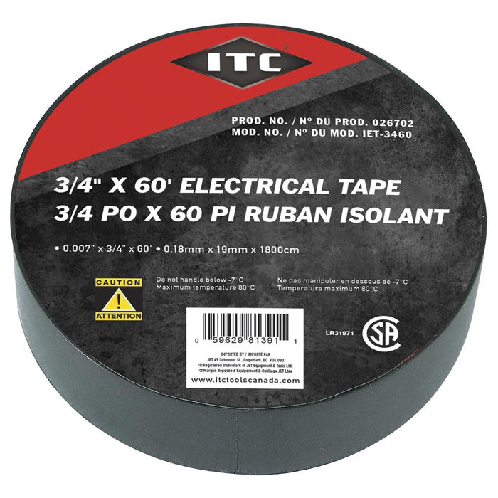 SureWerx (545) 026702 ITC 3/4" x 60' Electrical Tape - Model Number IET-3460
