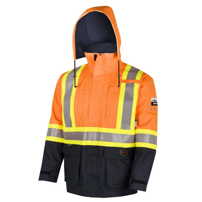 SureWerx (545) V2590150-XL PIONEER Defender® FR/ARC/Antistatic 300D Oxford Trilaminate Safety Jacket - Hi- Vis Orange - XL - Model Number 4484