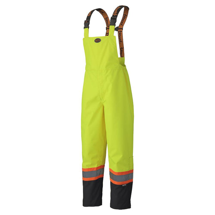 SureWerx (545) V1200460-L PIONEER Hi-Vis 300D Trilobal Ripstop Safety Bib Pants - PU Coated - 100% Waterproof- Hi-Vis Yellow/Green - L - Model Number 5405