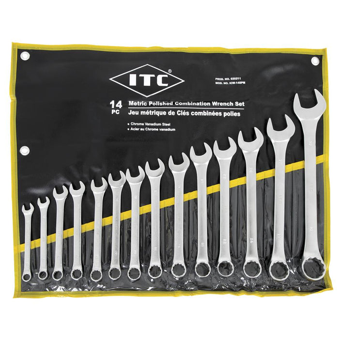 SureWerx 020211 ITC Polished Combination Wrench Set - Metric - 14 pc - Model Number ICW-14PM