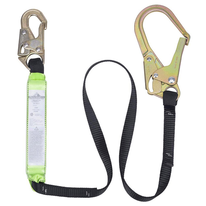 SureWerx V8104726 PEAKWORKS Shock Absorbing Lanyard - SP - Single Leg - Snap & Form Hooks - 6' (1.8 m) - 200 - 350 lb Capacity - Model Number SA-6402-6