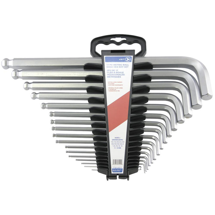 SureWerx (545) 775186 JET Metric Jumbo Extra Long Ball Nose Hex Key Set - 17 pc - Model Number JBHK-17XLM