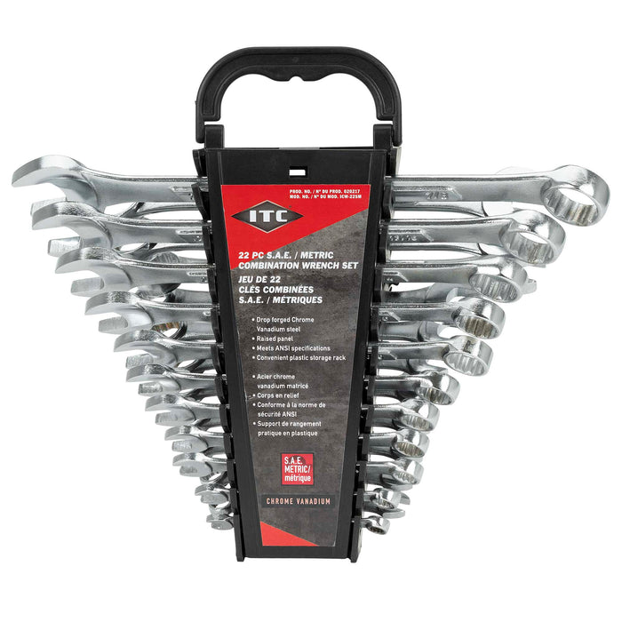 SureWerx 020217 ITC ICW-22SM 22-PC SAE / METRIC COMBINATION WRENCH SET