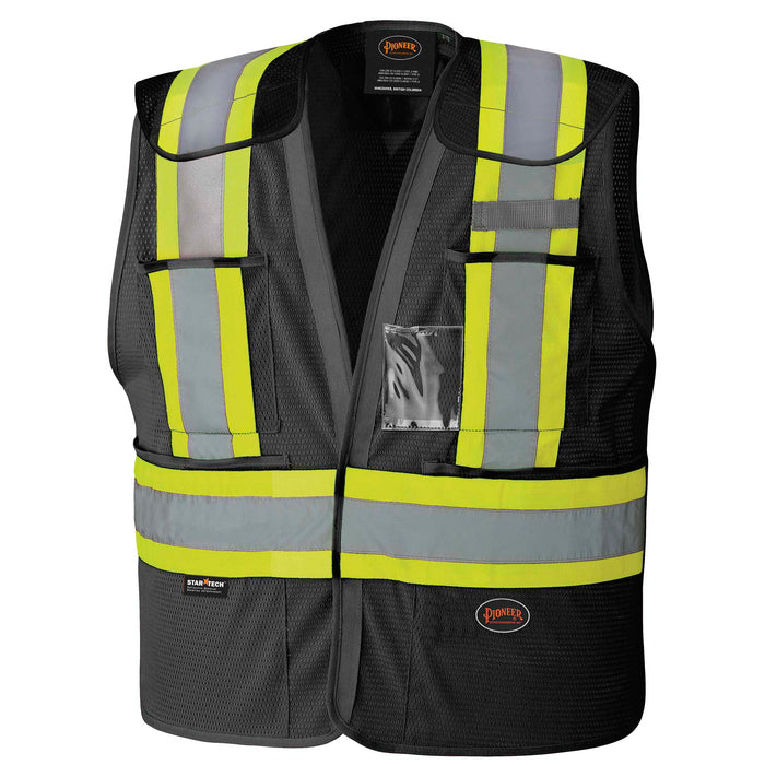 SureWerx (545) V1021470-4/5XL PIONEER Hi-Vis Poly Mesh Drop Shoulder Safety Vest - Black - 4/5XL - Model Number 6933BK