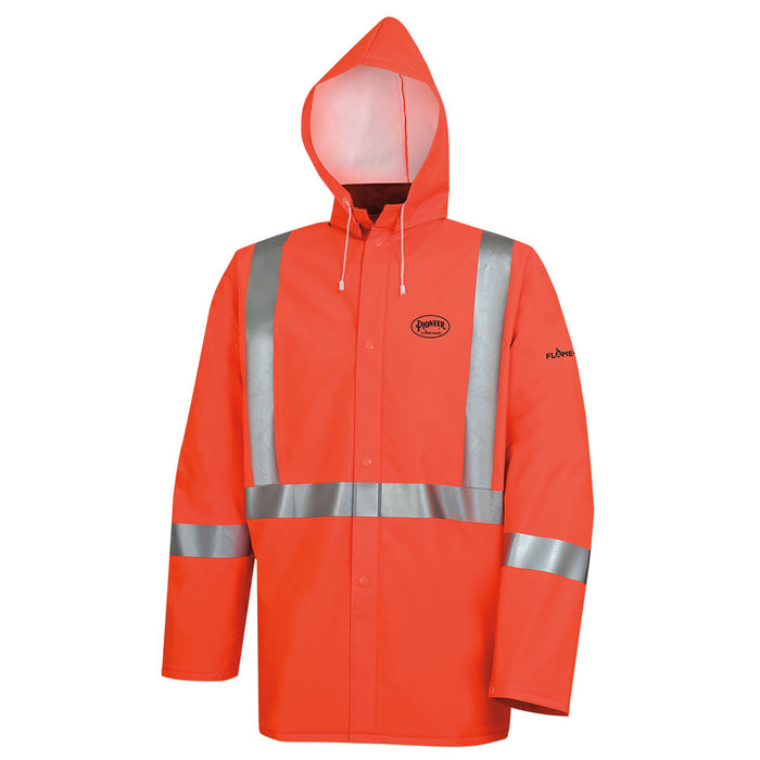 SureWerx (545) V3510860-2XL PIONEER Hi-Vis FR PVC/Poly Safety Rain Jacket - Hi-Vis Orange - 2XL - Model Number 576J